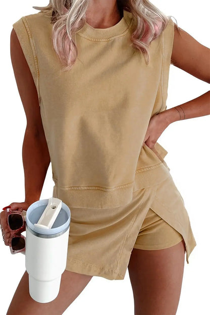 High Waist Skirt Shorts Suit